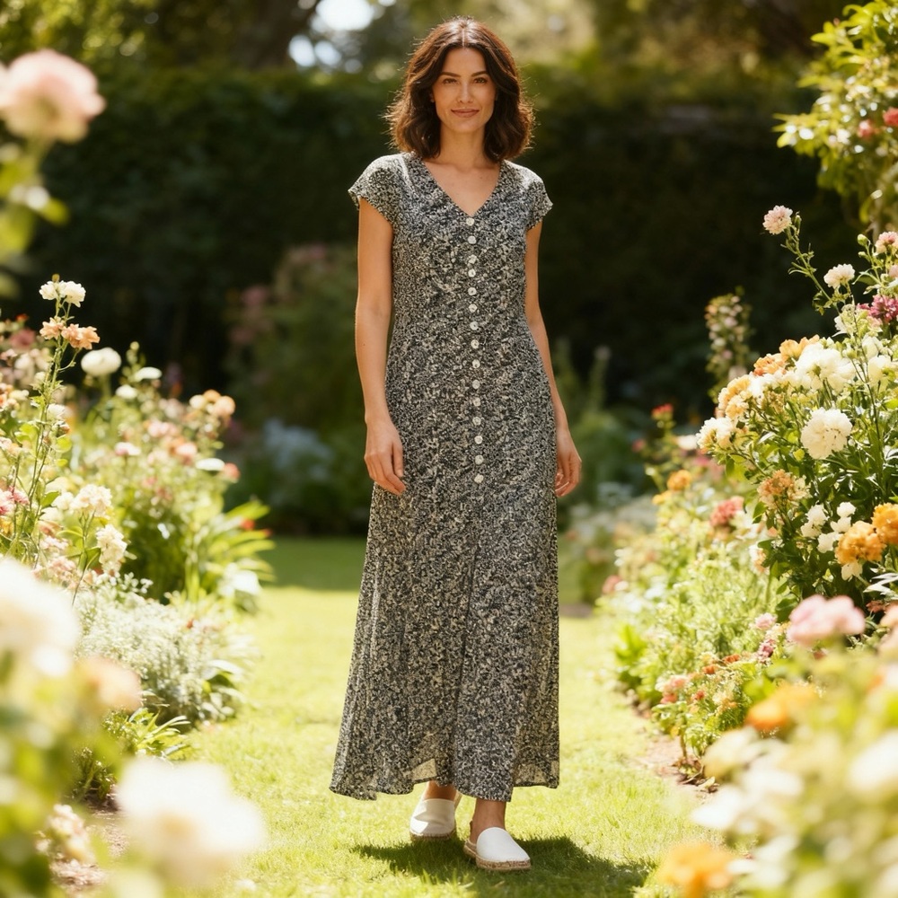 Floral Button-Down Maxi Dress